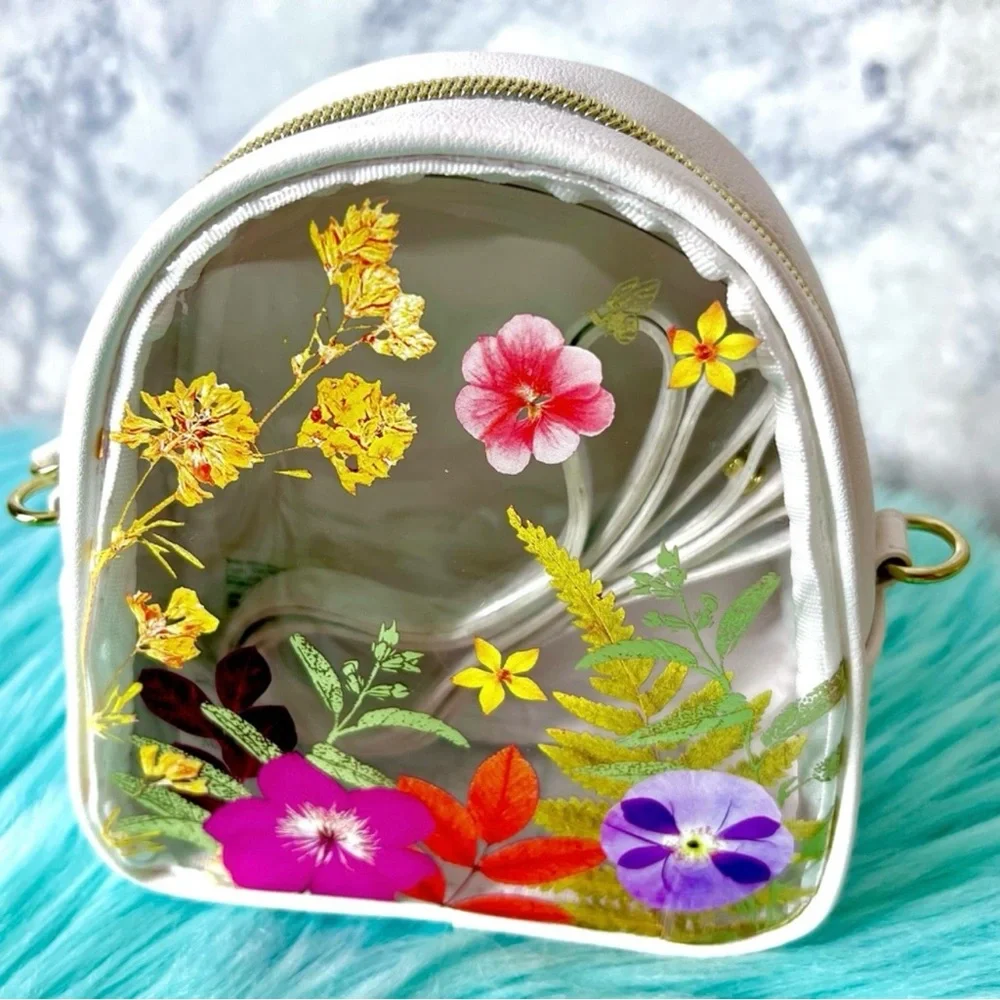 Bath & Body Works Clear Floral Mini Crossbody Bag PinkRainCloud